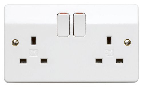 MK Logic Plus K2747 WHI 13A Double Pole Switchsocket, 2 Gang