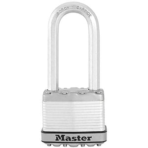 MASTER LOCK Heavy Duty Padlock [Key] [Laminated Steel] [Weatherproof] [XL Shackle] M5EURDLJ - Best Used for Storage Units, Sheds, Garages, Fences