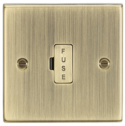 Knightsbridge CS6AB Square Edge Antique Brass 13A Fused Spur Unit, 230 V