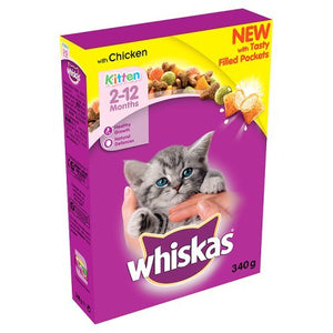 Whiskas Junior, Dry Food for Kittens (2-12 Months), with Chicken, 340g