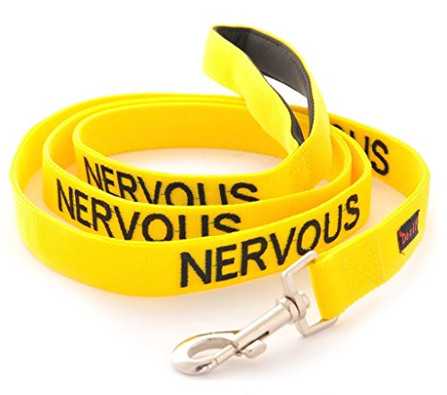NERVOUS (Give Me Space) Yellow Colour Coded 60cm 1.2m 1.8m Neoprene Padded Handle Dog Leads PREVENTS Accidents By Warning Others Of Your Dog In Advance (1.2m)